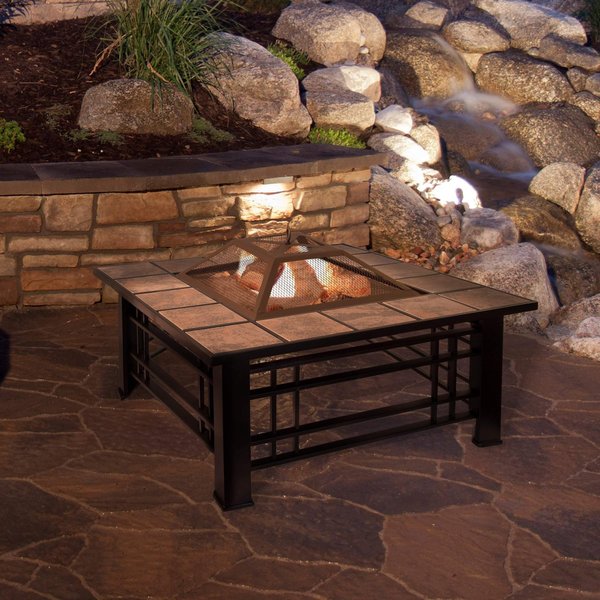 Pure Garden 32-Inch Outdoor Wood Burning Firepit/Fireplace with Steel Bowl 50-FP187